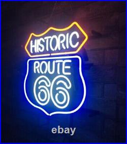 Historic ROUTE 66 Neon Sign Wall Shop Bar Custom Glass Vintage Style 16x13