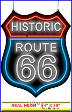 Historic Route 66 Neon Sign Jantec 24 x 30 Vintage Antique 50's Garage