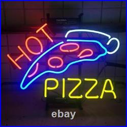 Hot Pizza Neon Sign Lamp Wall Decor Real Glass Bedroom Bar Vintage