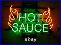 Hot Sauce Green Neon Sign Glass Shop Vintage Wall Artwork