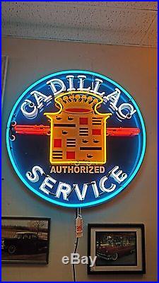 Huge CADILLAC NEON SIGN on the can Man Cave Vintage logo GM 36 made USA Retro