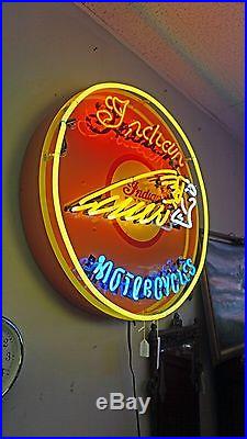 Huge INDIAN MOTORCYCLE NEON SIGN Man Cave Vintage logo 36 made USA on the can