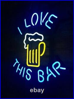 I LOVE THIS BAR Real Glass Bedroom Pub Display Gift Neon Sign Bar Vintage