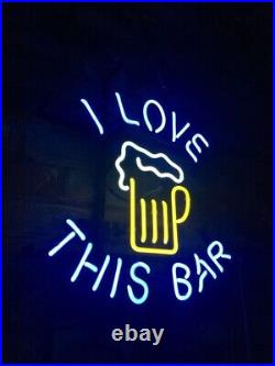 I LOVE THIS BAR Real Glass Bedroom Pub Display Gift Neon Sign Bar Vintage