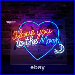 I Love You The Moon Glass Neon Sign Glass Vintage Craft 19