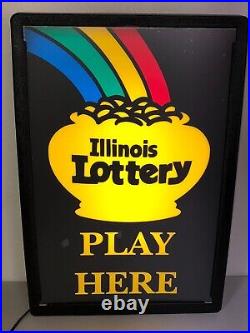 Illinois Lottery Play Here Neon Sign 23x15x4 Vintage Retail Sign
