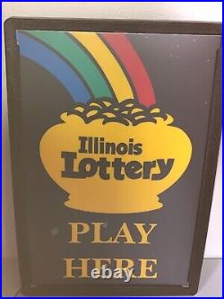 Illinois Lottery Play Here Neon Sign 23x15x4 Vintage Retail Sign