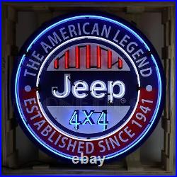 Jeep Round 36 Neon Sign Vintage Steel Can Design