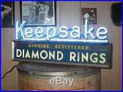 KEEPSAKE DIAMOND RINGS BEAUTIFUL VINTAGE NEON FIXTURE NICE 1940s-50s