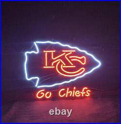 Kansas City Go Chiefs Vintage Neon Light Sign Decor Wall Glass Gift 20