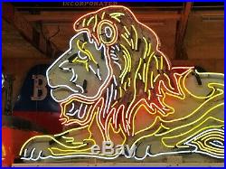 LARGE 6' Vintage LION Double Sided NEON SIGN Antique PATINA Circus Zoo Gas Oil