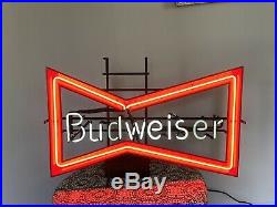 LARGE Vintage Anheuser Busch Budweiser Bow Tie Neon Beer Sign
