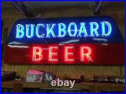 LARGE Vintage ORIGINAL Neon BUCKBOARD BEER Sign PORCELAIN Texas Bar Salloon RARE
