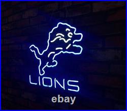LIONS Detroit Vintage Boutique Glass Neon Sign Light Sport Bar Wall Room Decor