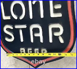 LONE STAR BEER Texas Vintage Red/White/Blue Shield Neon Hanging Lamp Bar Ad Sign