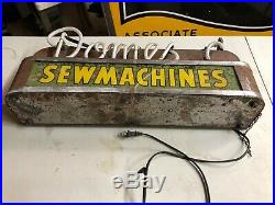 LQQK ORIGINAL Vintage DOMESTIC SEW MACHINES Sign OLD Neon & Backlit Glass SEWING