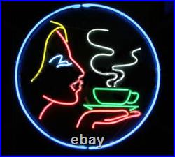 Ladies Coffee Real Glass Vintage Neon Sign Window Light Eye-catching