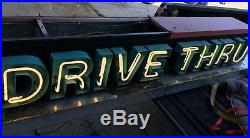 Large Big Vintage Retro 10' Drive Thru Neon Sign Restaurant Advertising Man Cave