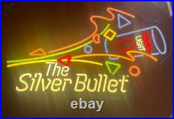Large VTG 1992 Coors Light The Silver Bullet Neon Look Lighted Sign 40x24x6