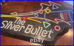 Large VTG 1992 Coors Light The Silver Bullet Neon Look Lighted Sign 40x24x6