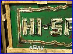 Large Vintage HI-SPEED GAS Double Sided 7 FOOT NEON Sign Hot RAT Rod Oil Car WOW