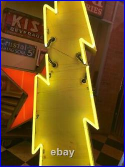 Large Vintage Neon Lightning Bolt Sign RESTORED REWIRED Seven Feet Tall 1 Of 2