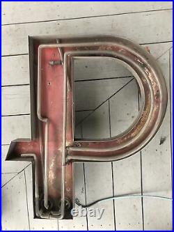 Large Vintage Neon Metal Letter P Greenpoint Brooklyn NY 1920s (26h x 23w)