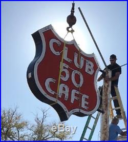 Large Vintage Neon Sign CLUB 50 CAFE Double Sided Historic Nevada 79 x 79