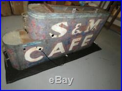Large Vintage S&M Cafe Neon Sign Advertising Hand Painted 43 3/4 x 75 x 12 1/2