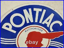 Lot of 2 Vintage Pontiac Neon & Pontiac Service Gas & Oil Porcelain Enamel Sign
