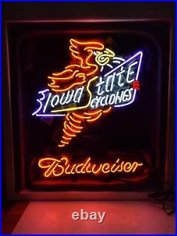 Lowa State Cyclones Vintage Man Cave Beer Bar Neon Sign Light Window Wall