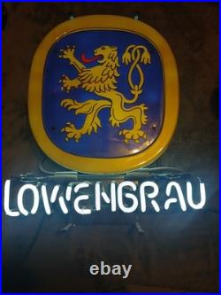 Lowenbrau Vintage Neon Beer Sign 1983 Lighted Bar Advertising USA