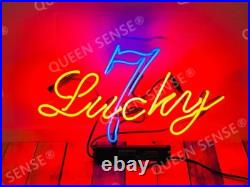 Lucky Number 7 Neon Sign Vintage Style Collectible Apartment Wall Glass 17