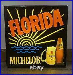 Michelob Florida Light Sign Beer Bar Pub Wall Hanging Art Vintage 18x18 RARE