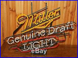 Miller Genuine Draft Light Beer Neon Light Sign Vintage WORKS 30 X 24