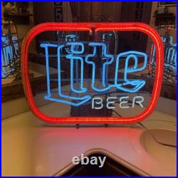 Miller Lite Beer Neon Sign Everbrite 26 x 21 Vintage