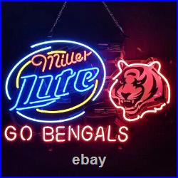 Miller Lite Go Bengals Vintage Style Neon Sign Beer Gift Wall Window 24x16