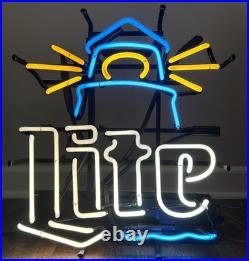 Miller Lite Neon Sign Blinking Lighthouse Unique Vintage Lamp Light 16 X 18