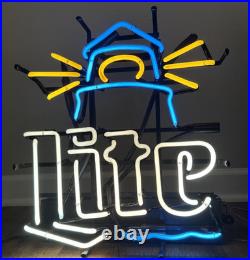Miller Lite Neon Sign Blinking Lighthouse Unique Vintage Lamp Light 16 X 18