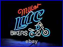 Milller Lite Bikers Vintage Style Neon Sign Glass Gift Artwork Bar Wall 24x20