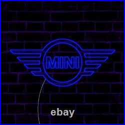Mini Car Logo LED Flex Neon Sign 28x12 Light Car Garage Vintage Wall Decor