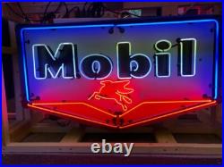 Mobil Gas Neon Sign / Vintage Mobile Petroliana Wall Signs / Mens Garage Petro Mobil Gas Neon Sign / Vintage Mobile Petroliana Wall Signs / Mens Garage Petro