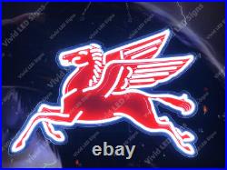 Mobilgas Pegasus Gas Oil Gasoline Vivid LED Neon Sign Light Lamp With Dimmer 32