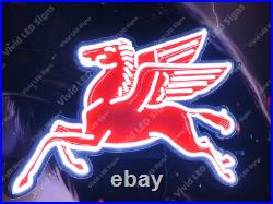 Mobilgas Pegasus Gas Oil Gasoline Vivid LED Neon Sign Light Lamp With Dimmer 32