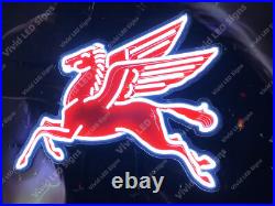 Mobilgas Pegasus Gas Oil Gasoline Vivid LED Neon Sign Light Lamp With Dimmer 32