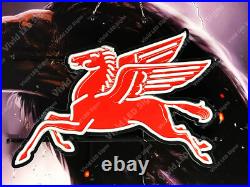 Mobilgas Pegasus Gas Oil Gasoline Vivid LED Neon Sign Light Lamp With Dimmer 32