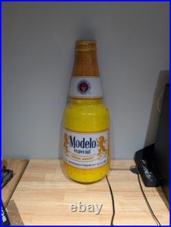 Modelo Beer Bottle Light Up Lamp Neon Sign Bar Man Cave Decor Pub Beer vtg