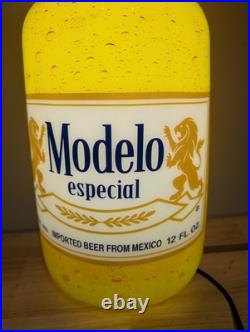 Modelo Beer Bottle Light Up Lamp Neon Sign Bar Man Cave Decor Pub Beer vtg