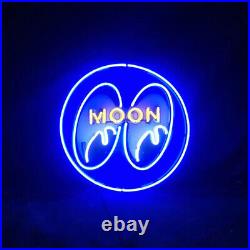 Moon And Eye Blue 17x17 Neon Light Sign Vintage Style Glass Bar Wall Open Lamp