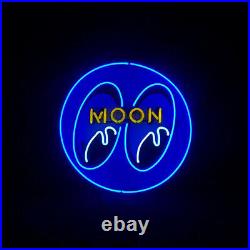 Moon And Eye Blue 17x17 Neon Light Sign Vintage Style Glass Bar Wall Open Lamp